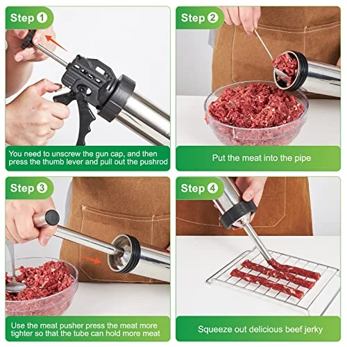 Upgraded Stainless Steel 2 LB Large Capacity Jerky Gun 2 Pound Beef Jerky Sausage Gun Meat Gun Jerky Shooter Jerky Kits Sausage Stuffer Machine With 5 Stainless Steel Nozzles 5 Brushes & Meat Pusher 5 Upgraded Stainless Steel 2 LB Large Capacity Jerky Gun 2 Pound Beef Jerky Sausage Gun Meat Gun Jerky Shooter Jerky Kits Sausage Stuffer Machine With 5 Stainless Steel Nozzles 5 Brushes & Meat Pusher - Image 3
