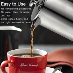 French Press Coffee Maker Stainless Steel Double Wall Insulated Large Capacity 1 Liter 1000ml 34oz 8Cup And Dishwasher Safe Metal Coffee-Press For Camping Travel Silver -KitchenAid Shop 51veJv03jsL