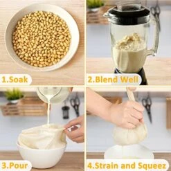 Bellamei Nut Milk Bag 3 Pack 14"x14" Organic Unbleached Cotton Reusable Cheesecloth Bags For Straining Almond Milk Juice Cold Brew Tea Cheese Making Celery Juice Nut Bag -KitchenAid Shop 51vhghUUwvL