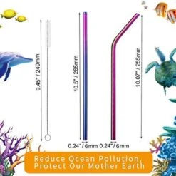Metal Straws Drinking Straws 10.5" Stainless Steel Straws Reusable 8 Set - Ultra Long Rainbow Color-Cleaning Brush For 20/30 Oz For Yeti -KitchenAid Shop 51viBqluyQL
