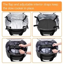 Uxja Insulated Slow Cooker Bag (with A Bottom Pad And Lid Fasten Straps), Slow Cooker Carrier Fits For Most 6-8 Quart Oval Slow Cooker, Black -KitchenAid Shop 51vmKT6DrPL