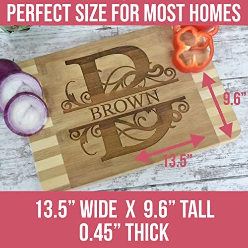 - Monogram Letter Bamboo Cutting Board Personalized & Laser Engraved Name; Great Present For Birthdays Housewarmings Client Gifts Weddings Anniversaries Parents Couples & Friends 5 - Monogram Letter Bamboo Cutting Board Personalized & Laser Engraved Name; Great Present For Birthdays Housewarmings Client Gifts Weddings Anniversaries Parents Couples & Friends - Image 3