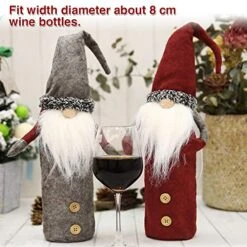 Christmas Wine Bottle Cover, 3 Pack Handmade Gnomes Wine Bottle Toppers Santa Claus Bottle Bags With Drawstring And Christmas Hat Holiday Home Christmas Decorations Gift Bag -KitchenAid Shop 51vsX551QKL
