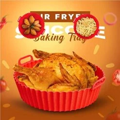 Air Fryer Silicone Baking Tray - Reusable Air Fryer Silicone Liners, Non-Stick Air Fryer Silicone Pot - Oil Proof, Water-proof, Food Grade Basket Bowl Liner For Baking Cooking Food (Type A, Green)
