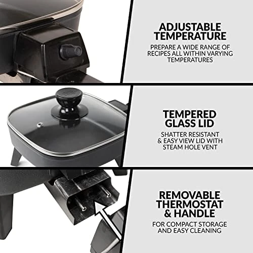 Craft 7-Inch Electric Non-Stick Skillet, Adjustable Temperature Control, Cool-Touch Handle With Tempered Glass Lid, Perfect For Healthy Keto & Low-Carb Diets, Rice Bowls, & Eggs 4 Craft 7-Inch Electric Non-Stick Skillet, Adjustable Temperature Control, Cool-Touch Handle With Tempered Glass Lid, Perfect For Healthy Keto & Low-Carb Diets, Rice Bowls, & Eggs - Image 2