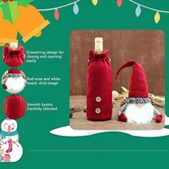 Christmas Wine Bottle Cover, 3 Pack Handmade Gnomes Wine Bottle Toppers Santa Claus Bottle Bags With Drawstring And Christmas Hat Holiday Home Christmas Decorations Gift Bag -KitchenAid Shop 51w8xNMQeVL