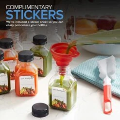 8 Oz Juice Bottles With Caps For Juicing (100 Pack) - Reusable Clear Empty Plastic Bottles - 8 Oz Drink Containers For Mini Fridge, Juicer Shots - Mini Water Bottles - Includes Labels, Brush & Funnel -KitchenAid Shop 51wNdTENPPL