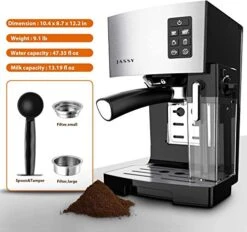 Espresso Coffee Machine 19 Bar Fast Heating Automatic Cappuccino Coffee Maker With Foaming Milk Tank,Multiple Functions For Espresso/Moka/Cappuccino,Self-Cleaning System,1250W -KitchenAid Shop 51waLhsiR7L