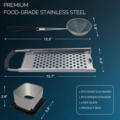 Spaetzle Maker And Spider Strainer Set, Stainless Steel German Egg Noodle Dumpling Maker With Rubber Grip Handle & Safety Pusher KP002 By CHIVIOR -KitchenAid Shop 51waeFqnNeL