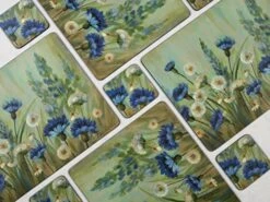 Fleur Des Champs Collection Coasters | Set Of 6 | Cork Backed Board | Heat And Stain Resistant | Drinks Coaster For Tabletop Protection | Measures 4” X 4” -KitchenAid Shop 51wcuF8ncmL