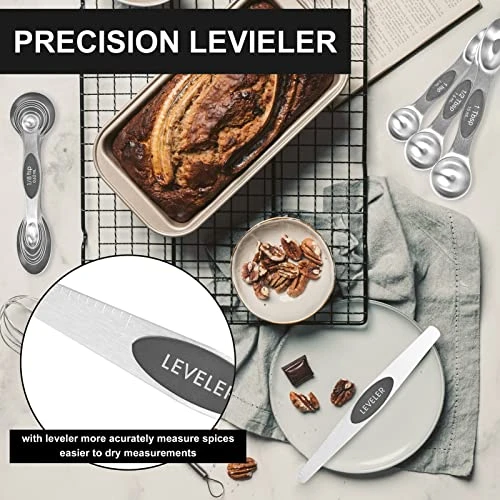Measuring Spoons, Magnetic Measuring Spoons Set Of 8 Stainless Steel Dual Sided Teaspoon And Tablespoon Stackable With Leveler Fits In Different Spice Jars For Dry And Liquid Ingredients… (X1) 5 Measuring Spoons, Magnetic Measuring Spoons Set Of 8 Stainless Steel Dual Sided Teaspoon And Tablespoon Stackable With Leveler Fits In Different Spice Jars For Dry And Liquid Ingredients… (X1) - Image 3