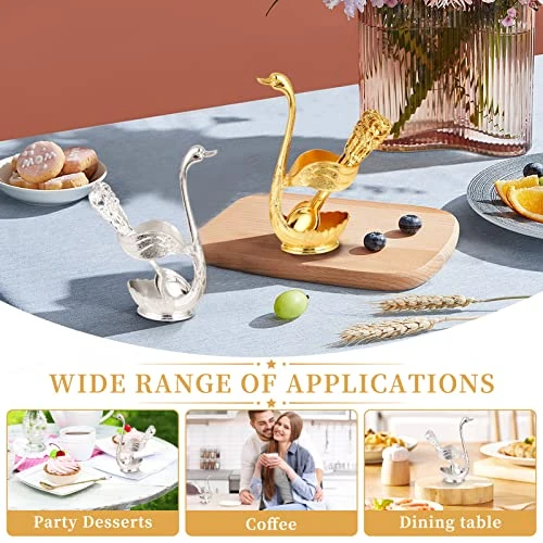 Coffee Spoon Set With Swan Base Holder,Delicate Spoons,Metal Coffee Spoon Organizer With 6pcs Metal Creative Coffee Dessert Sugar Ice Cream Spoons For Stirring Mixing Dessert Ice Cream Coffee Teaspoon 6 Coffee Spoon Set With Swan Base Holder,Delicate Spoons,Metal Coffee Spoon Organizer With 6pcs Metal Creative Coffee Dessert Sugar Ice Cream Spoons For Stirring Mixing Dessert Ice Cream Coffee Teaspoon - Image 4