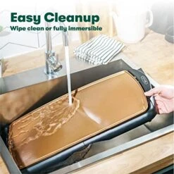 Bella Electric Ceramic Titanium Griddle, Make 10 Eggs At Once, Healthy-Eco Non-stick Coating, Hassle-Free Clean Up, Large Submersible Cooking Surface, 10.5" X 20", Copper/Black -KitchenAid Shop 51wmtdOV9GL