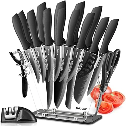 Knife Set, 17 Pieces German Stainless Steel Kitchen Knife Set, Include Kitchen Accessories, Black 10 Knife Set, 17 Pieces German Stainless Steel Kitchen Knife Set, Include Kitchen Accessories, Black - Image 8