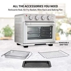 Vente Air Fryer Toaster Oven, 1700W Stainless Steel Countertop Convection Oven Combo, 26 Qt Large Capacity With Accessories Perfect For Rotisserie And Dehydrator Chicken Pizza, Silver OFM2025BR -KitchenAid Shop 51wymMXxYeL