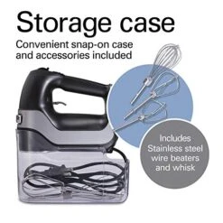 5-Speed Electric Hand Mixer With High-Performance DC Motor, Slow Start, Snap-On Storage Case, Stainless Steel Beaters & Whisk, Black (62651) -KitchenAid Shop 51x2EGzUFZL