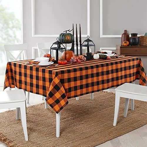 Use Living Fall Buffalo-Check Table Runner, Seasonal Farmhouse Table Runner, 13" W X 70" L, Orange And Black 10 Use Living Fall Buffalo-Check Table Runner, Seasonal Farmhouse Table Runner, 13" W X 70" L, Orange And Black - Image 8