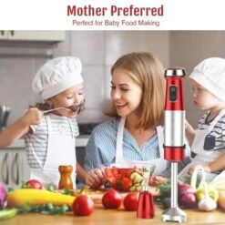 Immersion Hand Blender,500W-Stepless Speed 4-in-1 Smart Stick Blender With 800ml Mixing Beaker,Milk Frother,Egg Whisk For Smoothies/Puree Baby Food/Sauces/Soups,Red -KitchenAid Shop 51x3jrvujkL