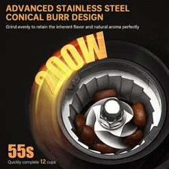 Burr Coffee Grinder, Adjustable Electric Coffee Grinder With 35 Precise Grind Setting, Coffee Bean Grinder With 8.46oz Capacity For Aeropress, Drip Coffee, Espresso, French Press, Moka Pot -KitchenAid Shop 51x5hvjoiCL