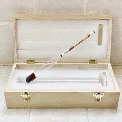Wine Beer Alcohol Hydrometer Triple Scale Wine Meter With Glass Test Jar For Home Brewing Beer Wine Mead & Kombucha Maker For ABV, Brix And Gravity Test Kit With Wood Storage Box -KitchenAid Shop 51x79bg4R8L