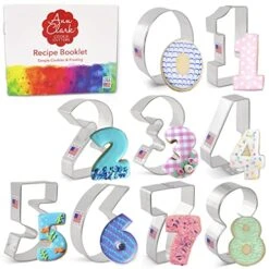 9-Piece Numbers Cookie Cutter Set Birthday Number Cookie Cutters With Recipe Booklet