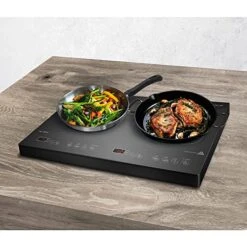 , Chef Duo, Double Induction Cooker, Portable 1800- Watt Glass Ceramic Dual Burner With 12 Power Levels & 12 Temperature Levels, And Sensor Touch Control Panel, Black 7 , Chef Duo, Double Induction Cooker, Portable 1800- Watt Glass Ceramic Dual Burner With 12 Power Levels & 12 Temperature Levels, And Sensor Touch Control Panel, Black -KitchenAid Shop 51xCoOnW1EL