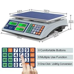 Allprettyall Digital Commercial Price Scale 66lb/30kg With Dual LCD Display Stainless Steel Platform Rechargeable Battery Electronic Price Computing Scale For Food Meat Fruit Produce -KitchenAid Shop 51xIgRXvDUL