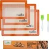 Rozotti Silicone Baking Mat Bundle (6-Piece Set) 2 Half Sheets Silicone Baking Mat And 2 Quarter Sheets Silicone Baking Mat, Silicone Baking Brush, Silicone Baking Spatula, Orange