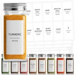 Talented Kitchen 140 Spice Labels Stickers, Preprinted White Minimalist Spice Jar Labels For Herbs Seasonings, Kitchen Spice Rack Pantry Organization, Black Text (Water Resistant) -KitchenAid Shop 51xO8SJGo2L. AC