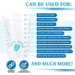 Disposable Mixing Cups Pack Of 25 8oz Graduated Clear Plastic Measuring Cups Multipurpose Mixing Resin Epoxy Paint Stain Art Supplies Cooking & Baking Calibrated Measurements In ML & OZ -KitchenAid Shop 51xPJ4bgSiL