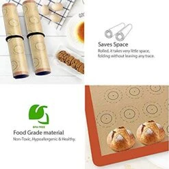 Macaron Silicone Baking Mat - Set Of 2 Non Stick Silicon Macaroon Baking Sheet Cookie Liner(BPA Free/Reusable/Half Sheet),Perfect Cooking Kit For Macarons,Pastry,Cake And Bread Making (Red) -KitchenAid Shop 51xR7xNvy8L