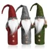 Christmas Wine Bottle Cover, 3 Pack Handmade Gnomes Wine Bottle Toppers Santa Claus Bottle Bags With Drawstring And Christmas Hat Holiday Home Christmas Decorations Gift Bag