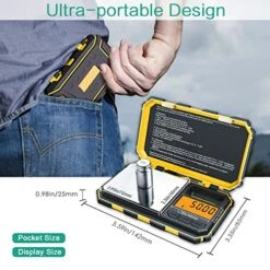 Digital Pocket Scale, 200g/ 0.01g Mini Scale, Portable Food Scale, Electronic Smart Scale, Jewelry Scale With Backlight LCD, 6 Units, Tare Function, Stainless Steel, Battery Included, Yellow -KitchenAid Shop 51xhDZQ311L