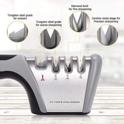 4 In 1 Knife Sharpener, Professional Kitchen Knife Sharpener Kit To Repair, Grind, Polish Blade, Scissor Sharpener With Slip Resistant Design, Safe And Easy To Use -KitchenAid Shop 51xhNK3ur0S