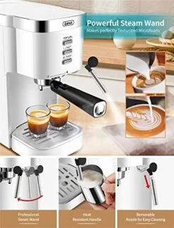 Espresso Machines 20 Bar Fast Heating Automatic Cappuccino Coffee Maker With Foaming Milk Frother Wand For Espresso, Latte Macchiato, 1.2L Removable Water Tank, 1350W, White -KitchenAid Shop 51xhNP7uodL