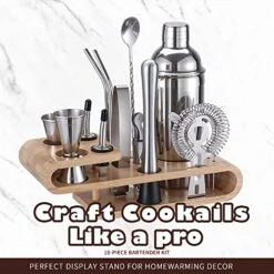 Bartender Kit Cocktail Shaker With Stylish Bamboo Stand,18-Piece Bar Tool Set With Recipes Booklet,Home Drink Mixer Set -KitchenAid Shop 51xnlepmQbL