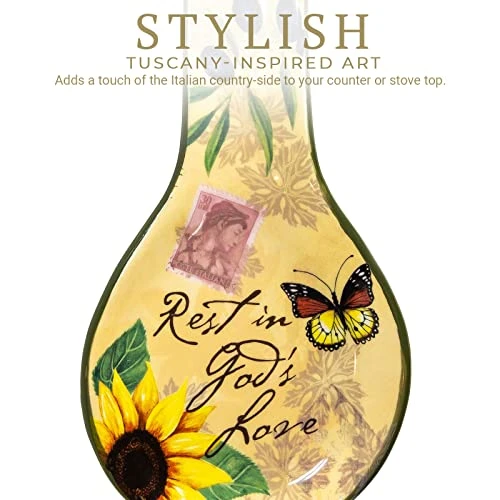 Bella Vita Ceramic Spoon Rest - Italian Sunflower Utensil Holder For Stove Top, Kitchen Counter Decor - Housewarming, Christian Gift, Multicolor, Large 8 Bella Vita Ceramic Spoon Rest - Italian Sunflower Utensil Holder For Stove Top, Kitchen Counter Decor - Housewarming, Christian Gift, Multicolor, Large - Image 6