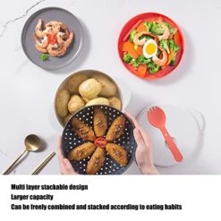 Steaming Container, Microwave Rice Cooker Multi Layer Stackable Double Ear Handle 2L For Home -KitchenAid Shop 51xrfSa6zIL