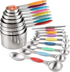 Measuring Cups And Spoons Set Stainless Steel Includes 8 Heavy Duty Measuring Cups 8 Double Sided Magnetic Measuring Spoons And 1 Leveler For Dry And Liquid Ingredients 14 Measuring Cups And Spoons Set Stainless Steel Includes 8 Heavy Duty Measuring Cups 8 Double Sided Magnetic Measuring Spoons And 1 Leveler For Dry And Liquid Ingredients -KitchenAid Shop 51xtEzaG7FS. AC