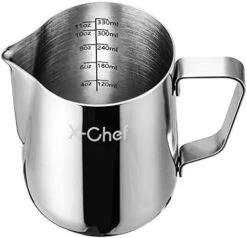 Milk Frothing Pitcher, X-Chef Milk Frother Cup, 20 Oz, Metal Frothing Cup Stainless Steel, Milk Steaming Pitcher Espresso Coffee Latte Frother Cup Barista Tools For Coffee Bar (600 Ml) -KitchenAid Shop 51xuKfej4DL. AC