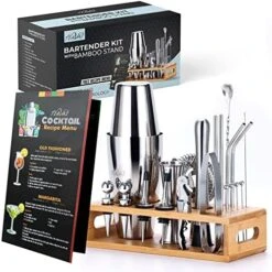 Mixology Bartender Kit With Bamboo Stand And Japanese Jigger | 25-Piece Bar Set Profesional Stainless Steel Bar Tools | Boston Cocktail Shaker Set | Recipe Menu | Barware Present 14 Mixology Bartender Kit With Bamboo Stand And Japanese Jigger | 25-Piece Bar Set Profesional Stainless Steel Bar Tools | Boston Cocktail Shaker Set | Recipe Menu | Barware Present -KitchenAid Shop 51y fmaoDL. AC