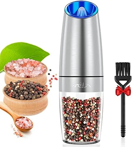 Gravity Electric Salt Ginder Pepper Grinder, Automatic Pepper And Salt Mill Grinder Battery-Operated With Adjustable Coarseness, LED Light, One Hand Operated 12 Gravity Electric Salt Ginder Pepper Grinder, Automatic Pepper And Salt Mill Grinder Battery-Operated With Adjustable Coarseness, LED Light, One Hand Operated - Image 10