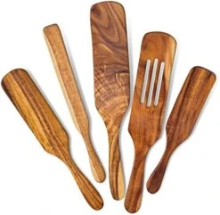 Wooden Spurtle Set Of 5 For Cooking, Acacia Wooden Utensils For Cooking, Wooden Spoons For Cooking, Non-Stick Tool Sets, Versatile Tools, As Seen On TV Bamboo Spatulas, Premium Utensil Spoons -KitchenAid Shop 51y50lwfkQL. AC