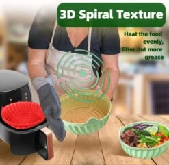 2 Pack Air Fryer Silicone Liners - Reusable Air Fryer Silicone Pot Air Fryer Basket For 5 QT Or Bigger Square Round Air Fryer Oven Accessories Silicone Baking Tray Pots