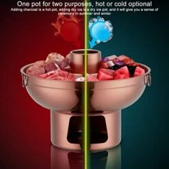 Chinese Style Charcoal Hotpot, Durable Premium 410 Stainless Steel Charcoal Small Hotpot, Single Person Dry Ice Small Hotpot, Rose Gold Milk Tea Hot Pot, For Kitchen Picnic