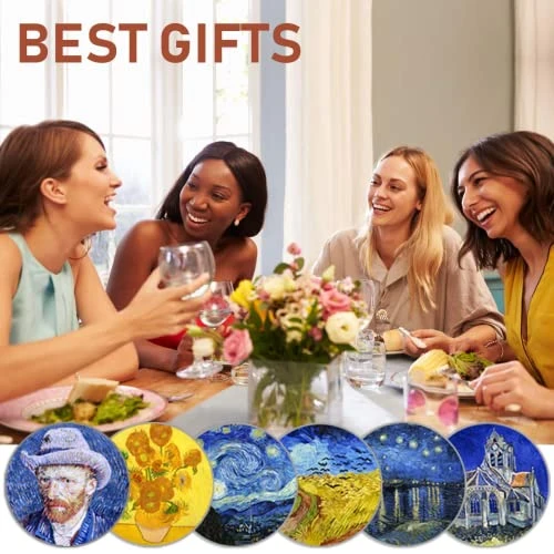 Coasters For Drinks Ceramic Van Gogh Art Coasters Set - Use 6 Famous Van Gogh Paintings, Unique Housewarming Gifts For New Home Decorative By WOWDING 5 Coasters For Drinks Ceramic Van Gogh Art Coasters Set - Use 6 Famous Van Gogh Paintings, Unique Housewarming Gifts For New Home Decorative By WOWDING - Image 3