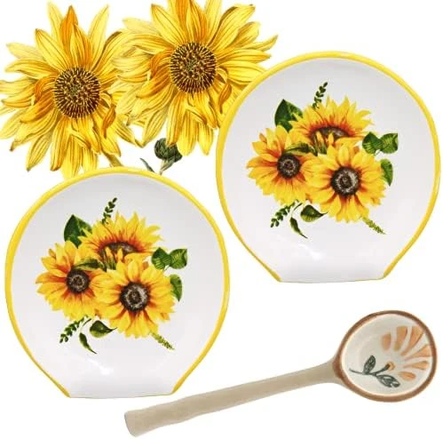 Sunflower Kitchen Decor - Sunflower Spoon Rest, Ceramic Spoon Rest For Stove Top | Large Spoon Rest For Kitchen Counter | Farmhouse Kitchen Utensil Holder Spoon Holder | Sunflower Gifts For Women 13 Sunflower Kitchen Decor - Sunflower Spoon Rest, Ceramic Spoon Rest For Stove Top | Large Spoon Rest For Kitchen Counter | Farmhouse Kitchen Utensil Holder Spoon Holder | Sunflower Gifts For Women - Image 11