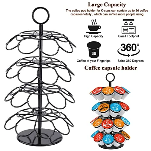 Coffee Pod Carousel Holder Organizer Compatible With 36 Cup Pods 5 Coffee Pod Carousel Holder Organizer Compatible With 36 Cup Pods - Image 3