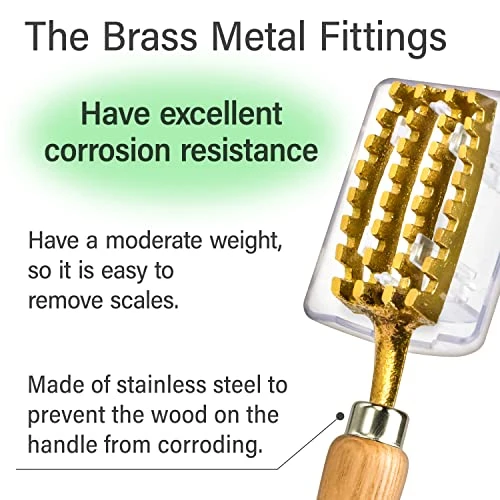 Fish Scale Remover With Box With Brass Serrated Sawtooth And Wooden Handles From Tsubame-Sanjo, Japan【Yamasan】 4 Fish Scale Remover With Box With Brass Serrated Sawtooth And Wooden Handles From Tsubame-Sanjo, Japan【Yamasan】 - Image 2