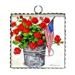 The Round Top Collection - Gallery Bucket Of Geraniums - Metal & Wood